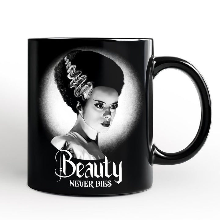 Frankenstein's Bride Spooky Portrait Personalized Mug Horror Villain Theme Halloween Gift with Custom Name Personalized Ceramic Mug OrnamentallyYou Black Non-Custom 