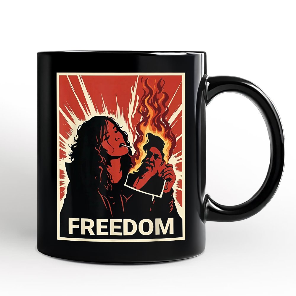 Freedom Free Iran Protest Personalized Mug, Persian Revolution Activist Gift with Custom Name OrnamentallyYou Black Non-Custom 