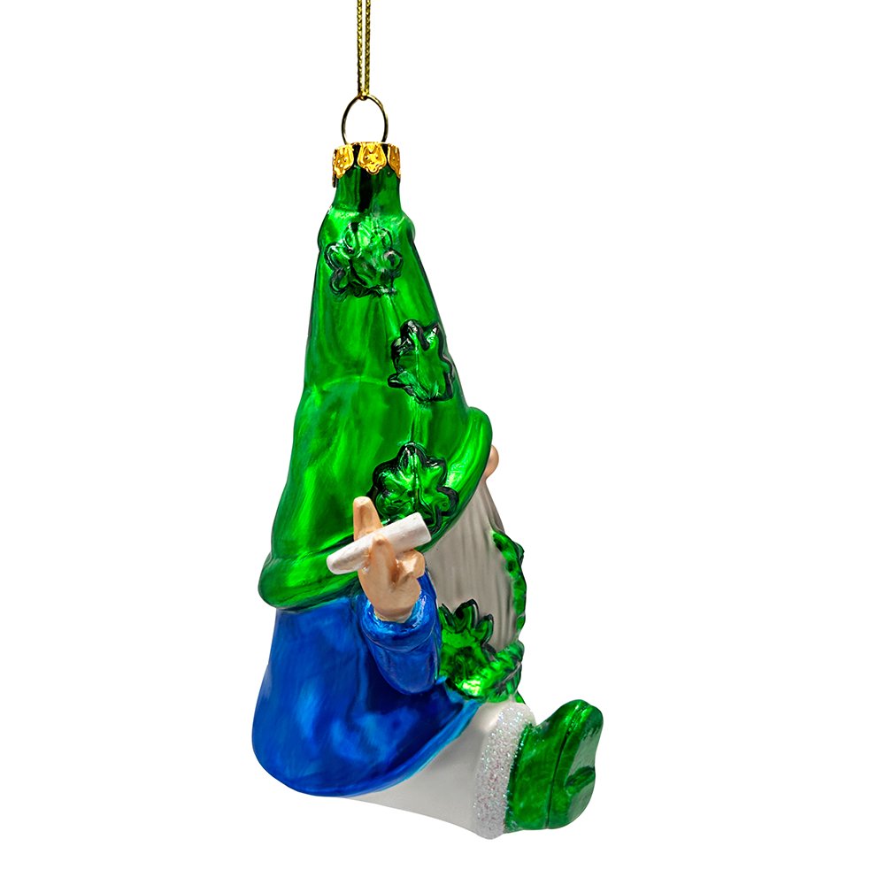 (Pre-Order) Fun Weed Themed Gnome Glass Ornament, Pothead Smoker Unique Holiday Gift Glass Ornament OrnamentallyYou 