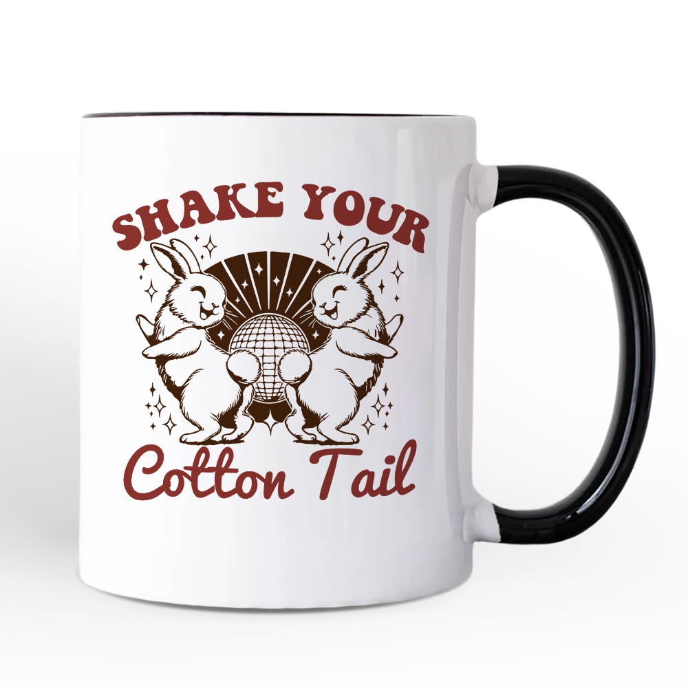 Funny Disco Easter Bunny Personalized Mug, Shake Your Cotton Tail Retro Gift with Custom Name