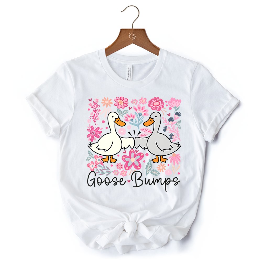 Funny Goose Bumps Floral T-Shirt, White, Natural and Black Sarcastic Goose Tee Gifts T-Shirts OrnamentallyYou 