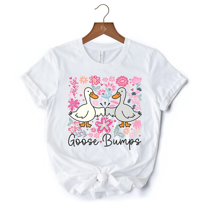 Funny Goose Bumps Floral T-Shirt, White, Natural and Black Sarcastic Goose Tee Gifts T-Shirts OrnamentallyYou 