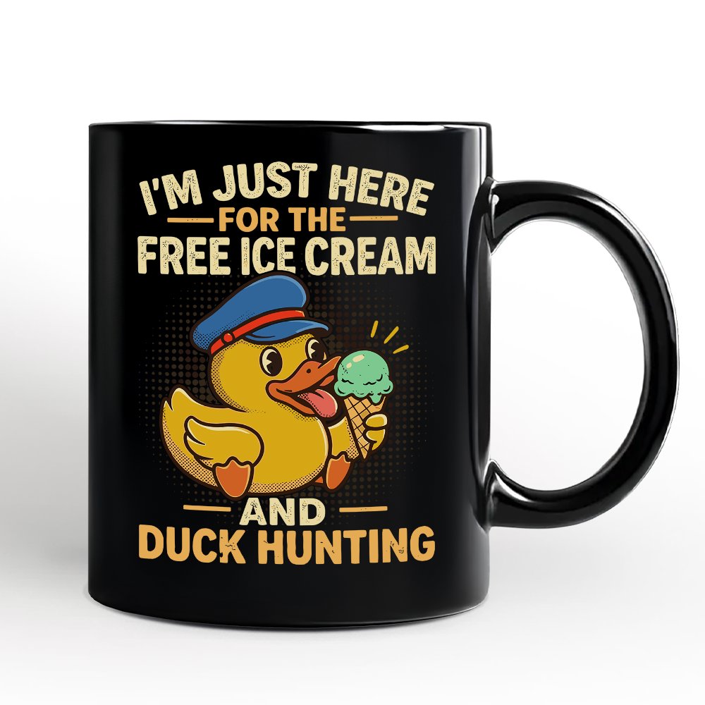 Funny Resin Duck Cruise Personalized Mug, Ice Cream And Duck Hunter Vacation Gift with Custom Name Personalized Ceramic Mug OrnamentallyYou Black Non-Custom 