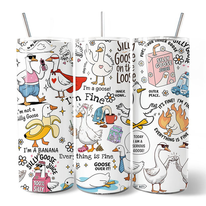 Funny Silly Goose Tumbler With Lid and Stainless Steel Straw, Humor Meme Travel Mug Gift Tumbler OrnamentallyYou 