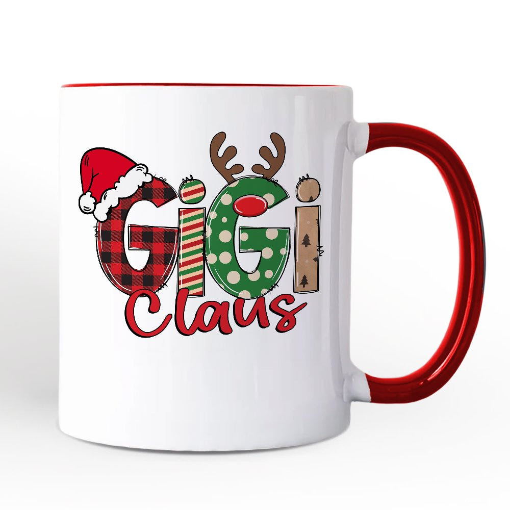 Gigi Claus Retro Christmas Personalized Mug, Matching Family Holiday Gift with Custom Name Personalized Ceramic Mug OrnamentallyYou White - Black Non-Custom 