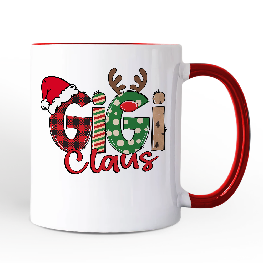 Gigi Claus Retro Christmas Personalized Mug, Matching Family Holiday Gift with Custom Name