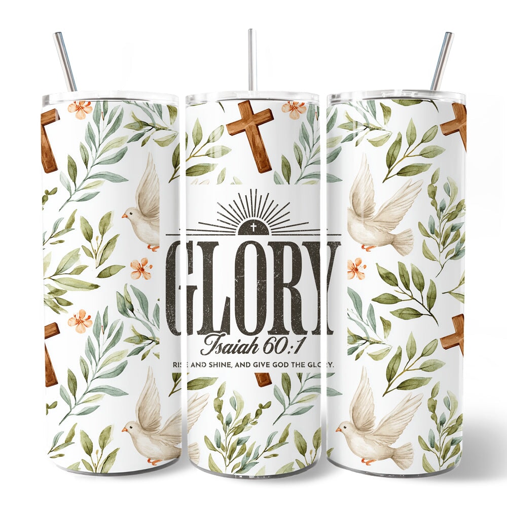 Glory Isaiah 60:1 Christian 20oz Personalized Tumbler With Lid and Stainless Steel Straw, Faith Scripture Inspirational Gift Cup Tumbler OrnamentallyYou 