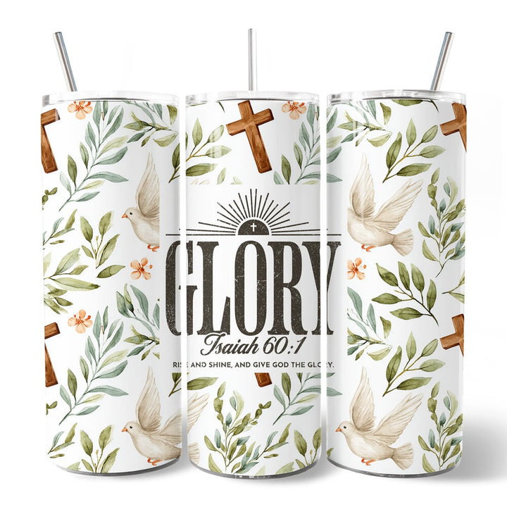 Glory Isaiah 60:1 Christian 20oz Personalized Tumbler With Lid and Stainless Steel Straw, Faith Scripture Inspirational Gift Cup Tumbler OrnamentallyYou 
