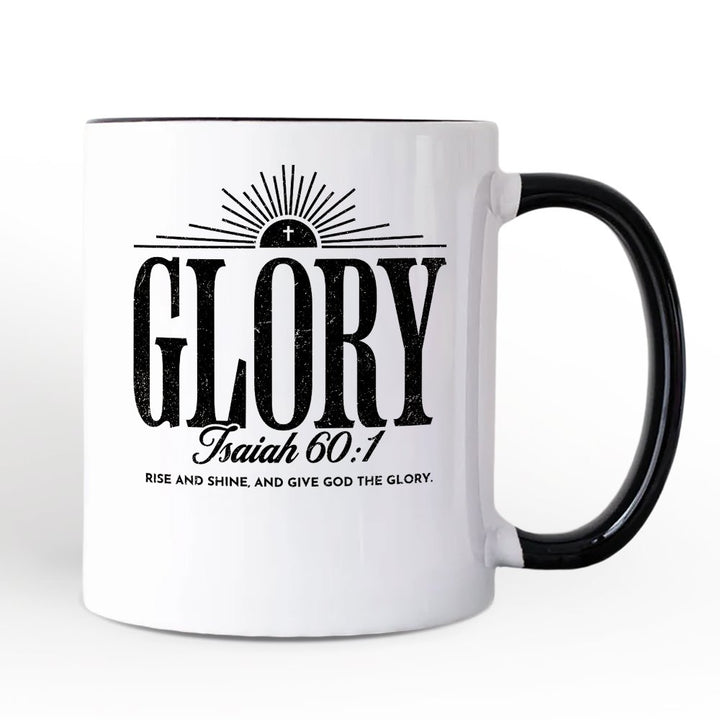 Glory Isaiah 60:1 Christian Personalized Mug, Faith Scripture Inspirational Gift with Custom Name Personalized Ceramic Mug OrnamentallyYou Black Handle Non-Custom 
