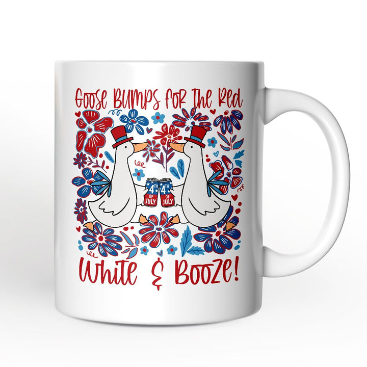 Goose Bumps for the Red, White & Booze Personalized Mug, Funny 4th of July Gift with Custom Name Personalized Ceramic Mug OrnamentallyYou Non-Custom 