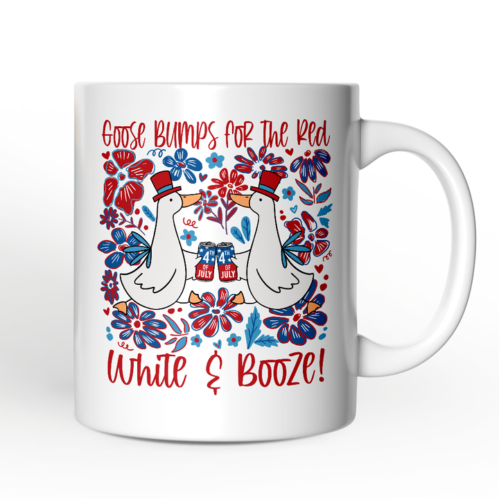 Goose Bumps for the Red, White & Booze Personalized Mug, Funny 4th of July Gift with Custom Name