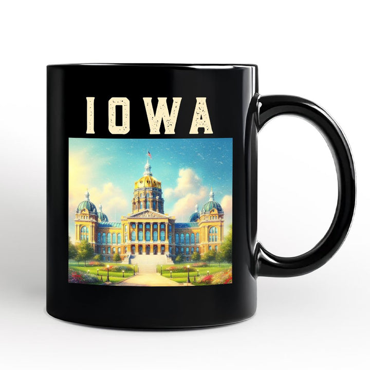 Grand Iowa State Capitol Personalized Mug, Midwest Architectural Landmark Gift and Travel Souvenir with Custom Name Personalized Ceramic Mug OrnamentallyYou Black Non-Custom 