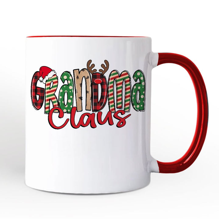Grandma Claus Retro Christmas Personalized Mug, Matching Family Holiday Gift with Custom Name Personalized Ceramic Mug OrnamentallyYou White - Black Non-Custom 