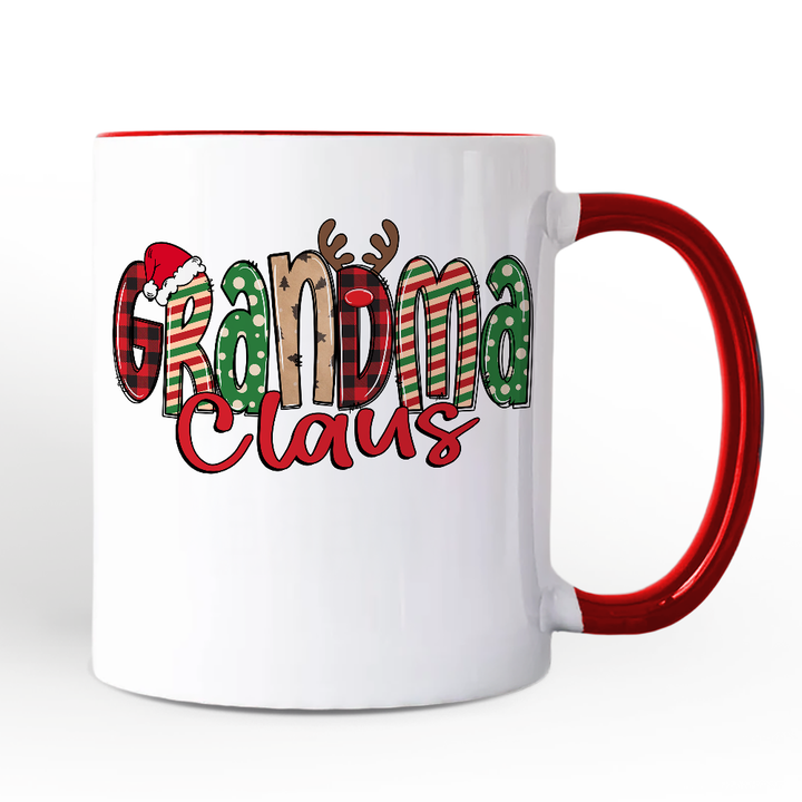Grandma Claus Retro Christmas Personalized Mug, Matching Family Holiday Gift with Custom Name