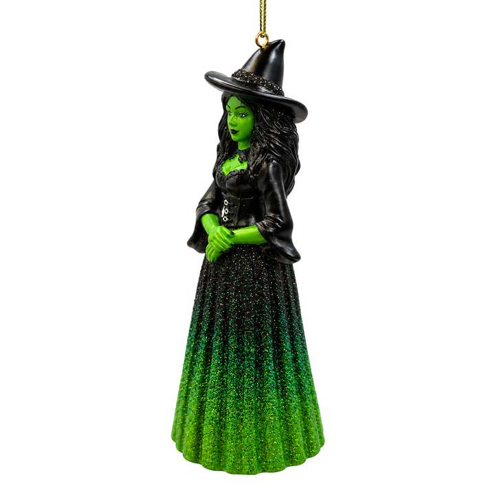 (PRE-ORDER) Green Skin Witch Resin Ornament, Gothic Halloween Sorceress Tree Decor