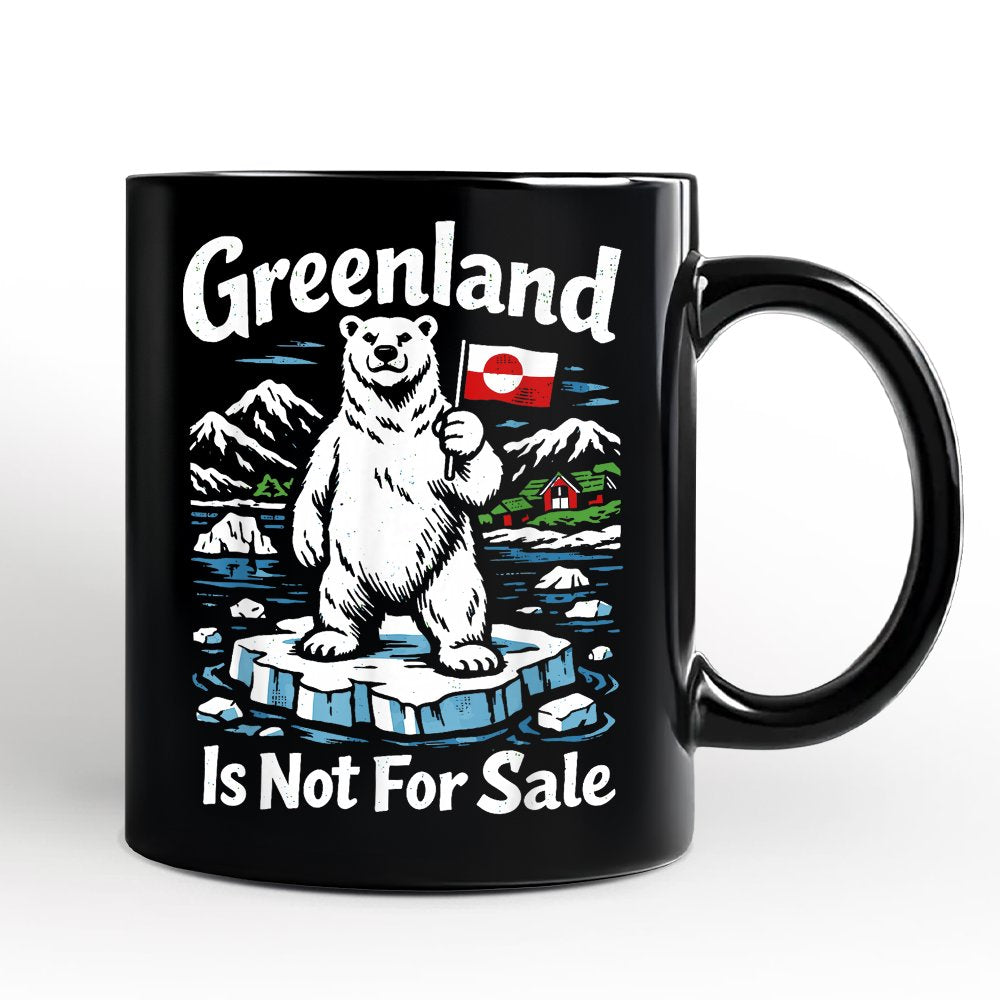Greenland Is Not For Sale Personalized Mug, Protest Gift with Custom Name OrnamentallyYou Black Non-Custom 