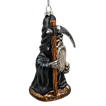 (PRE-ORDER) Grim Reaper Gnome Gothic Glass Ornament, Spooky Halloween Decor
