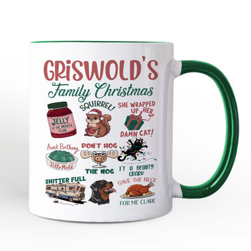 Griswold’s Family Christmas Personalized Mug, Funny Retro Vacation Movie Quote Gift with Custom Name Personalized Ceramic Mug OrnamentallyYou White - Green Non-Custom 