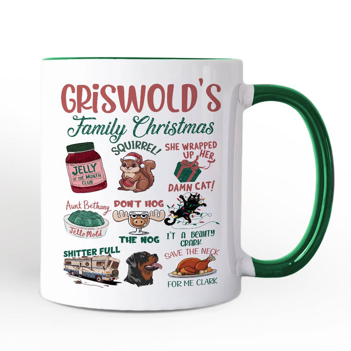 Griswold’s Family Christmas Personalized Mug, Funny Retro Vacation Movie Quote Gift with Custom Name Personalized Ceramic Mug OrnamentallyYou White - Green Non-Custom 