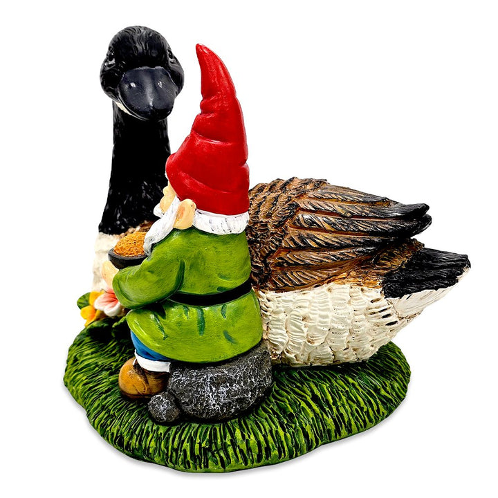 Gus the Canadian Goose & Gnorman the Gnome Garden Statue, 7" Figurine and Outdoor Decoration Resin Statues OrnamentallyYou 