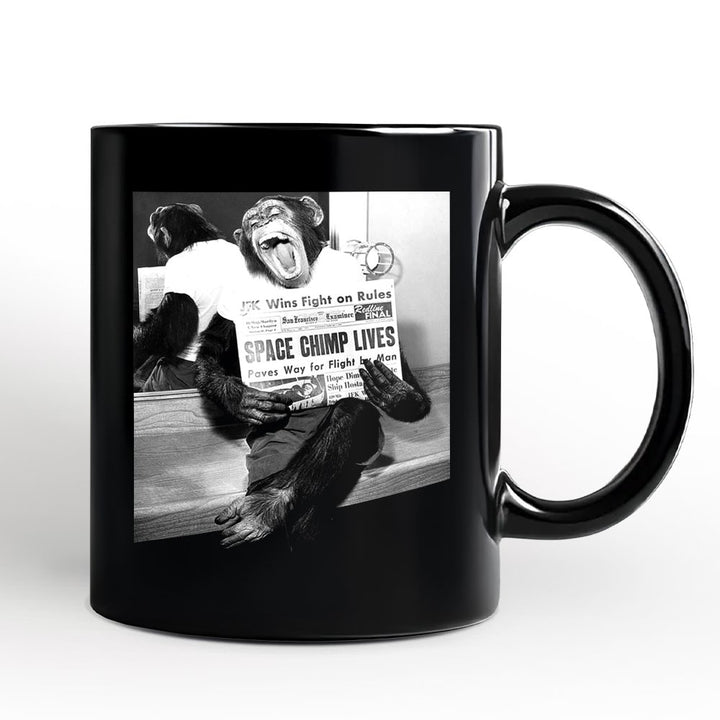 Ham The Space Chimp Personalized Mug, Historic NASA Monkey Retro Science Gift with Custom Name Personalized Ceramic Mug OrnamentallyYou White - Black Non-Custom 