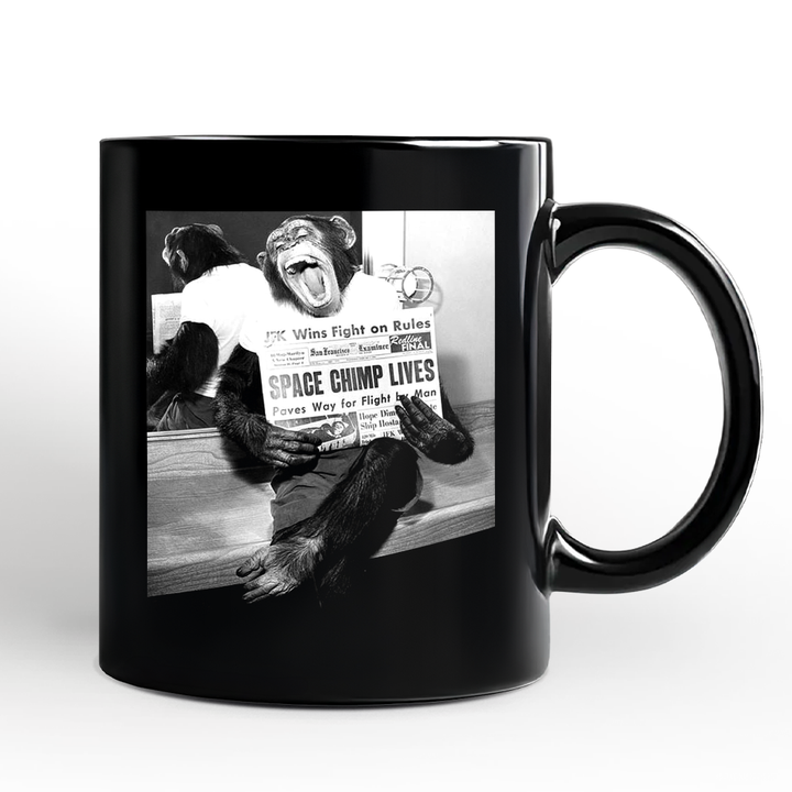 Ham The Space Chimp Personalized Mug, Historic NASA Monkey Retro Science Gift with Custom Name