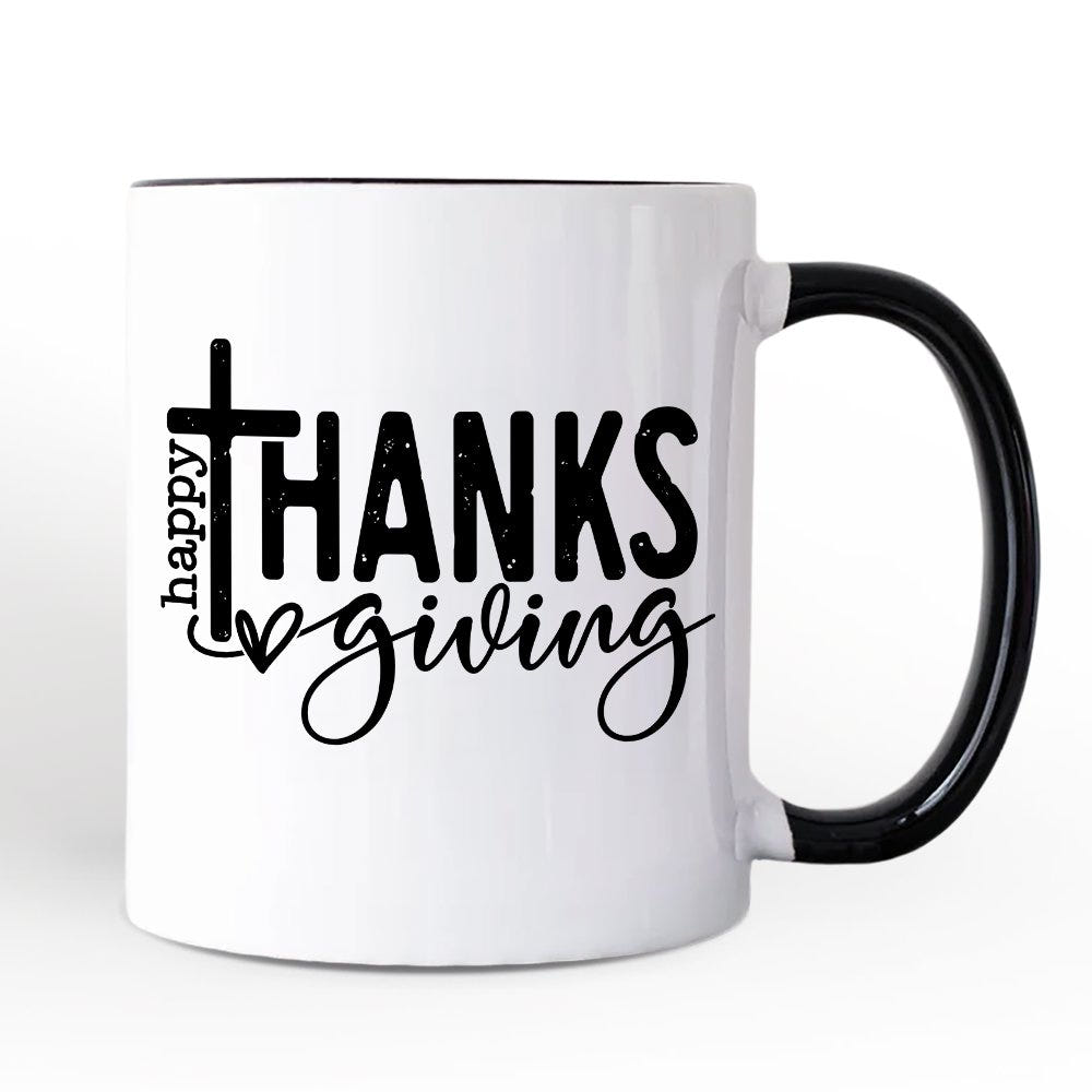 Happy Thanksgiving Mug, Christian Religious Fall Gift Personalized Ceramic Mug OrnamentallyYou 