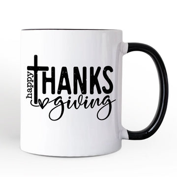 Happy Thanksgiving Mug, Christian Religious Fall Gift Personalized Ceramic Mug OrnamentallyYou 