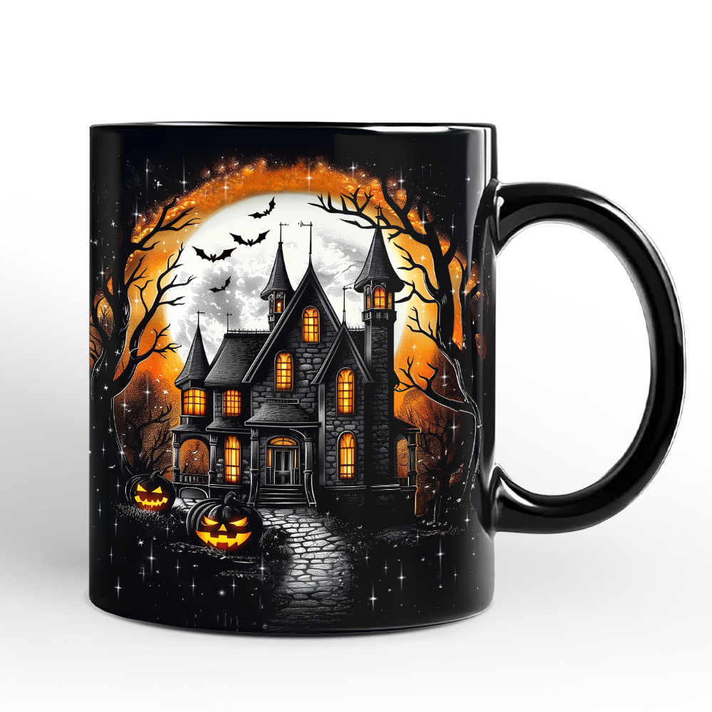 Haunted House Night Halloween Personalized Mug, Spooky Horror Gift with Custom Name