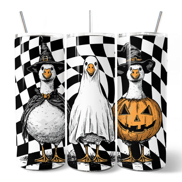 Haunting Honkers Goose 20oz Personalized Tumbler With Lid and Stainless Steel Straw, Funny Halloween Costumes Gift Cup