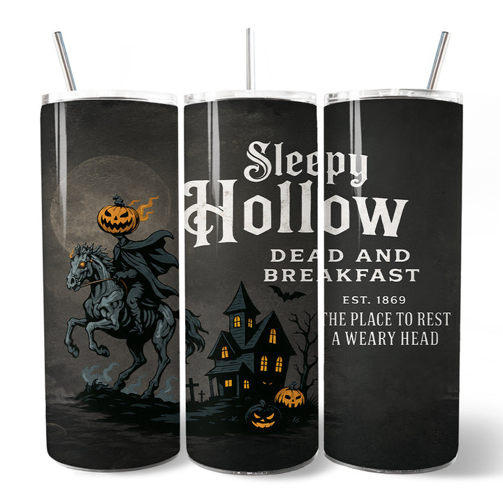 Headless Horseman Sleepy Hollow Halloween 20oz Personalized Tumbler With Lid and Stainless Steel Straw, Dead and Breakfast Retro Gift Cup