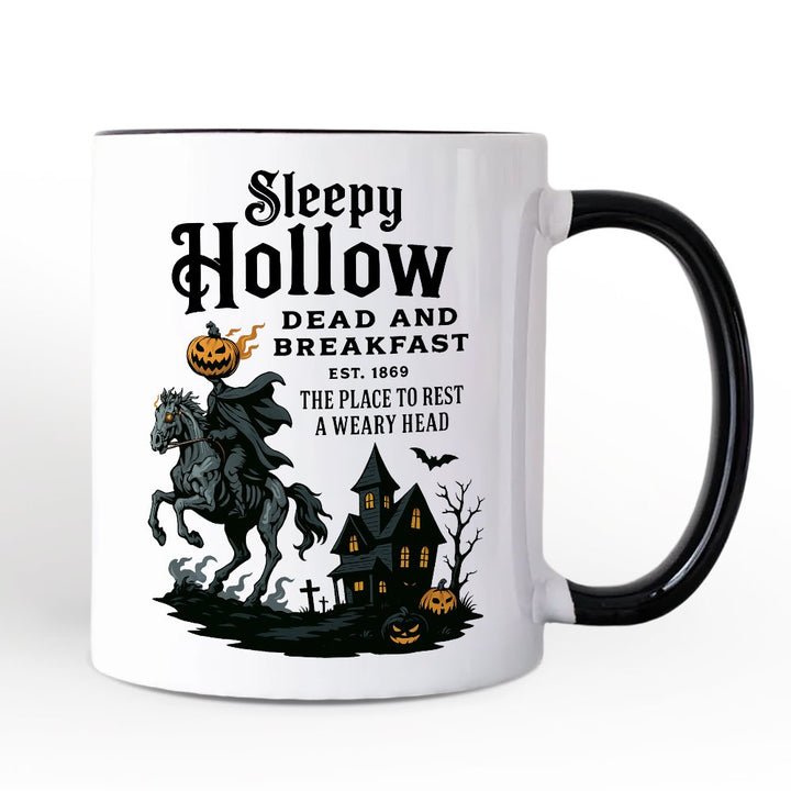 Headless Horseman Sleepy Hollow Halloween Personalized Mug, Dead and Breakfast Retro Gift with Custom Name Personalized Ceramic Mug OrnamentallyYou White - Black Non-Custom 