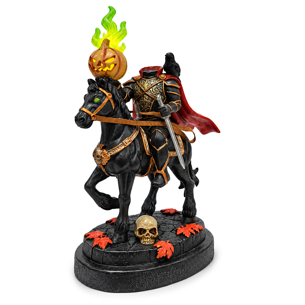 (PRE-ORDER) Headless Horseman Sleepy Hollow LED Lighted Statue, 9" Hauntingly Halloween Decoration Figurines