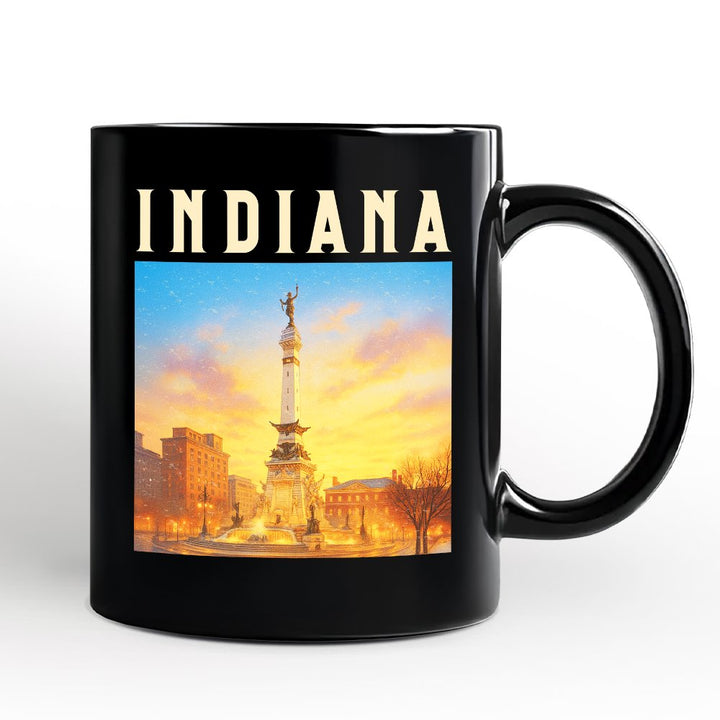Historic Indiana State Soldiers and Sailors Monument Personalized Mug, Patriotic Gift and Indianapolis Landmark Souvenir with Custom Name Personalized Ceramic Mug OrnamentallyYou Black Non-Custom 