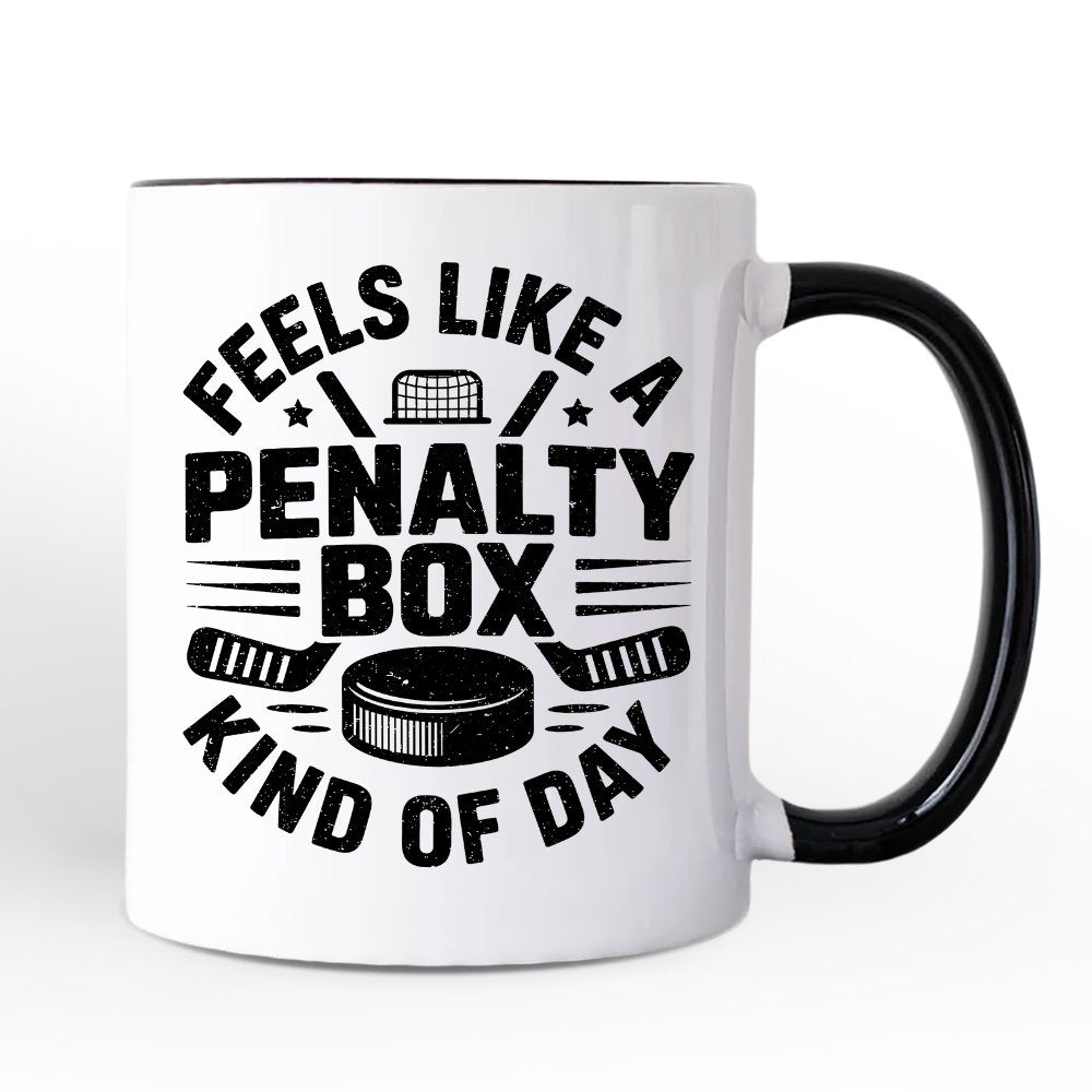 Hockey Penalty Box Personalized Mug, Funny Game Day Sports Gift with Custom Name Personalized Ceramic Mug OrnamentallyYou Black Handle Non-Custom 