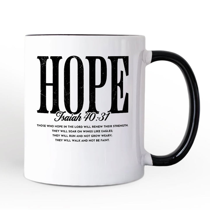 Hope Isaiah 40:31 Christian Personalized Mug, Faith Scripture Encouragement Gift with Custom Name Personalized Ceramic Mug OrnamentallyYou Black Handle Non-Custom 