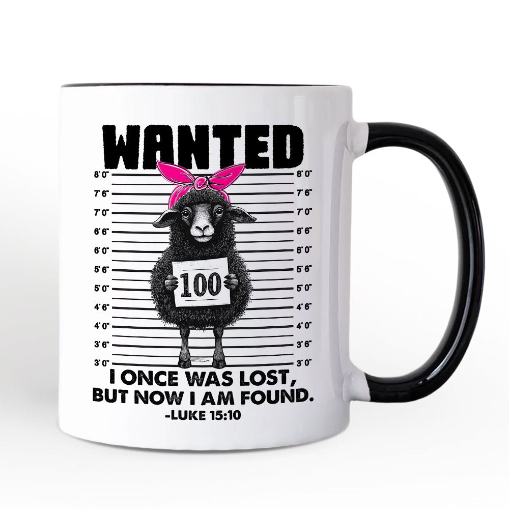 I Once Was Lost But Now I Am Found Luke 1510 Christian Personalized Mug, Wanted Black Sheep Gift with Custom Name Personalized Ceramic Mug OrnamentallyYou White - Black Non-Custom 