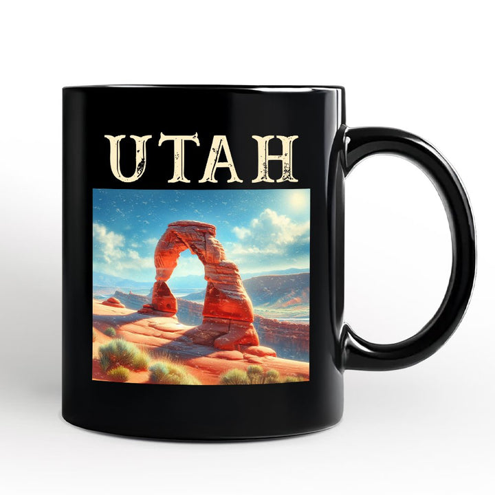 Iconic Delicate Arch Utah State Personalized Mug, Arches National Park Landscape Gift and Western Nature Souvenir with Custom Name Personalized Ceramic Mug OrnamentallyYou Black Non-Custom 