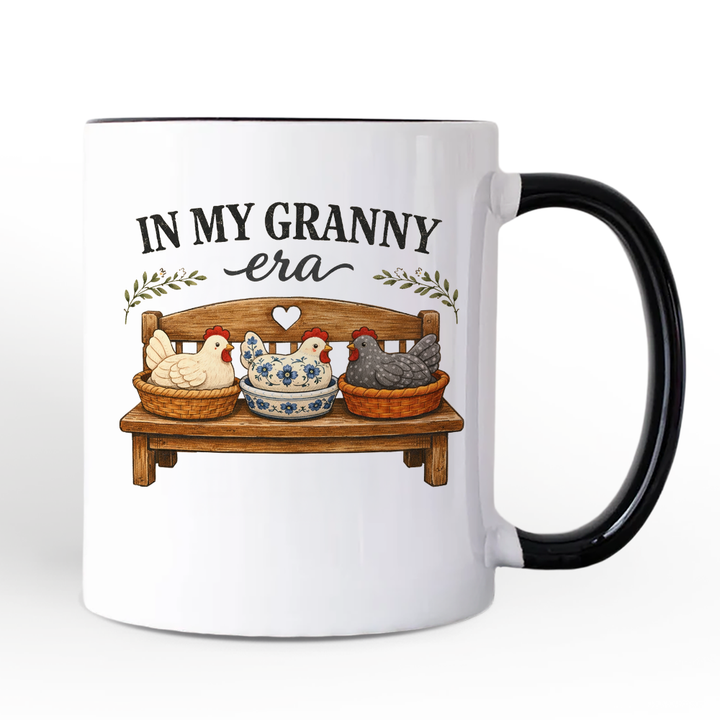 In My Granny Era Chicken Vintage Personalized Mug, Cozy Farmhouse Country Grandma Gift with Custom Name