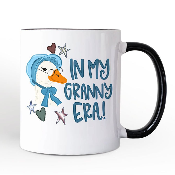 In My Granny Era Goose Personalized Mug, Funny Grandma Doodle Gift with Custom Name Personalized Ceramic Mug OrnamentallyYou Black Handle Non-Custom 