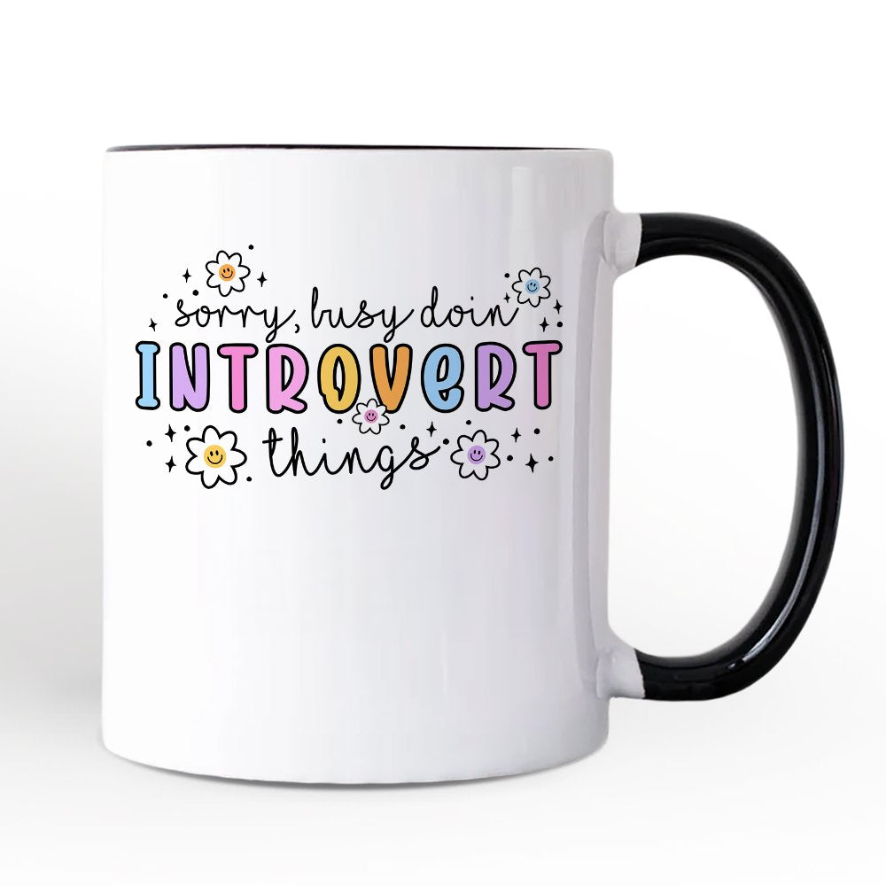 Introvert Things Mental Health Personalized Mug, Cute Spring Gift with Custom Name Personalized Ceramic Mug OrnamentallyYou White - Black Non-Custom 