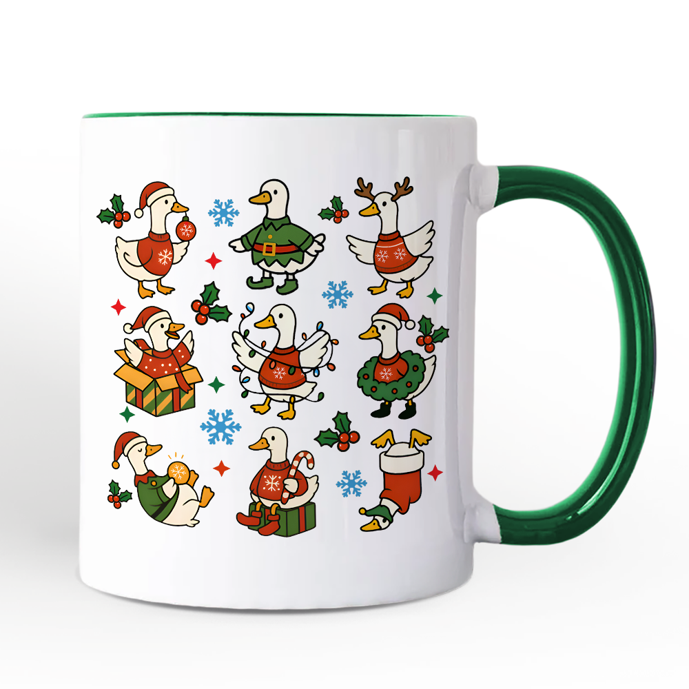 Just a Jolly Goose Christmas Personalized Mug, Holiday Geese Santa Festive Gift with Custom Name