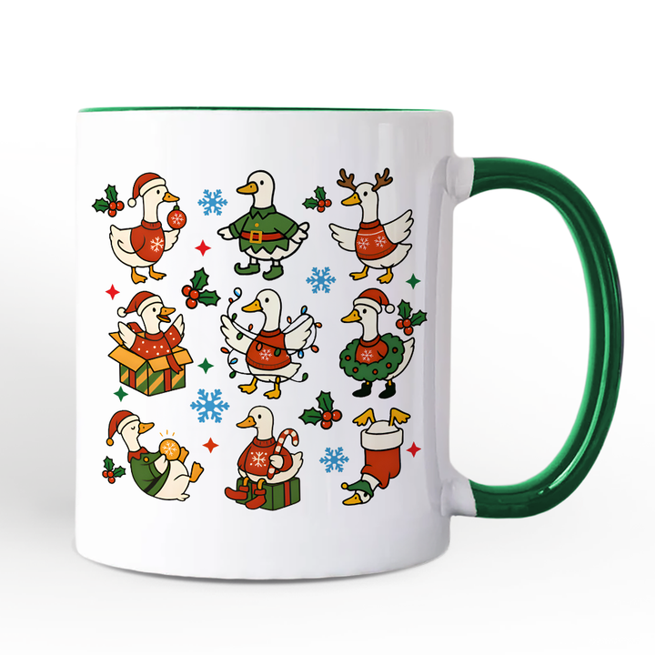 Just a Jolly Goose Christmas Personalized Mug, Holiday Geese Santa Festive Gift with Custom Name