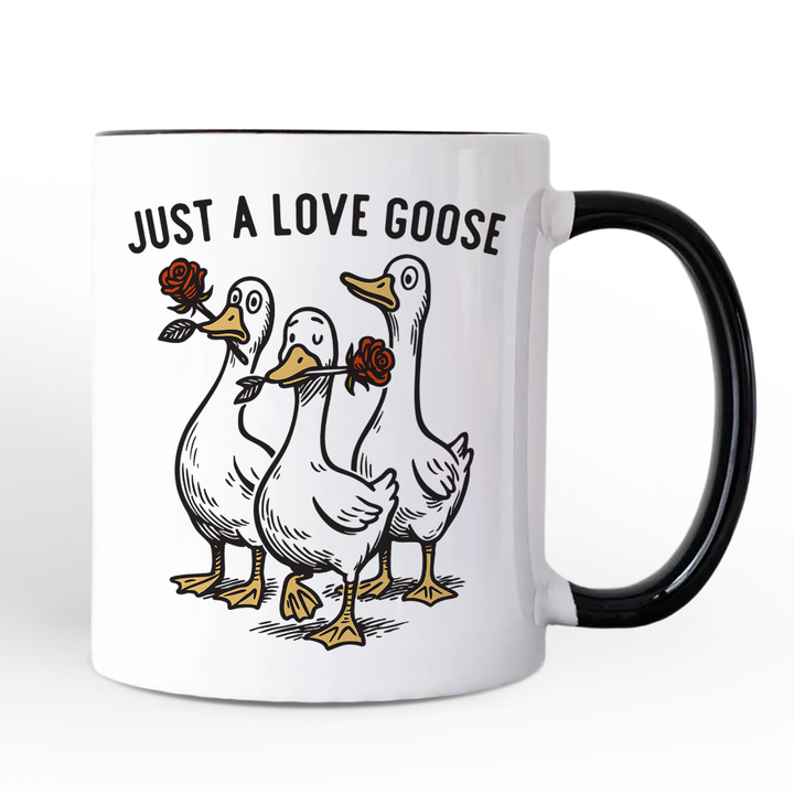 Just a Love Goose Quirky Valentine Personalized Mug, Sarcastic Funny Gift with Custom Name