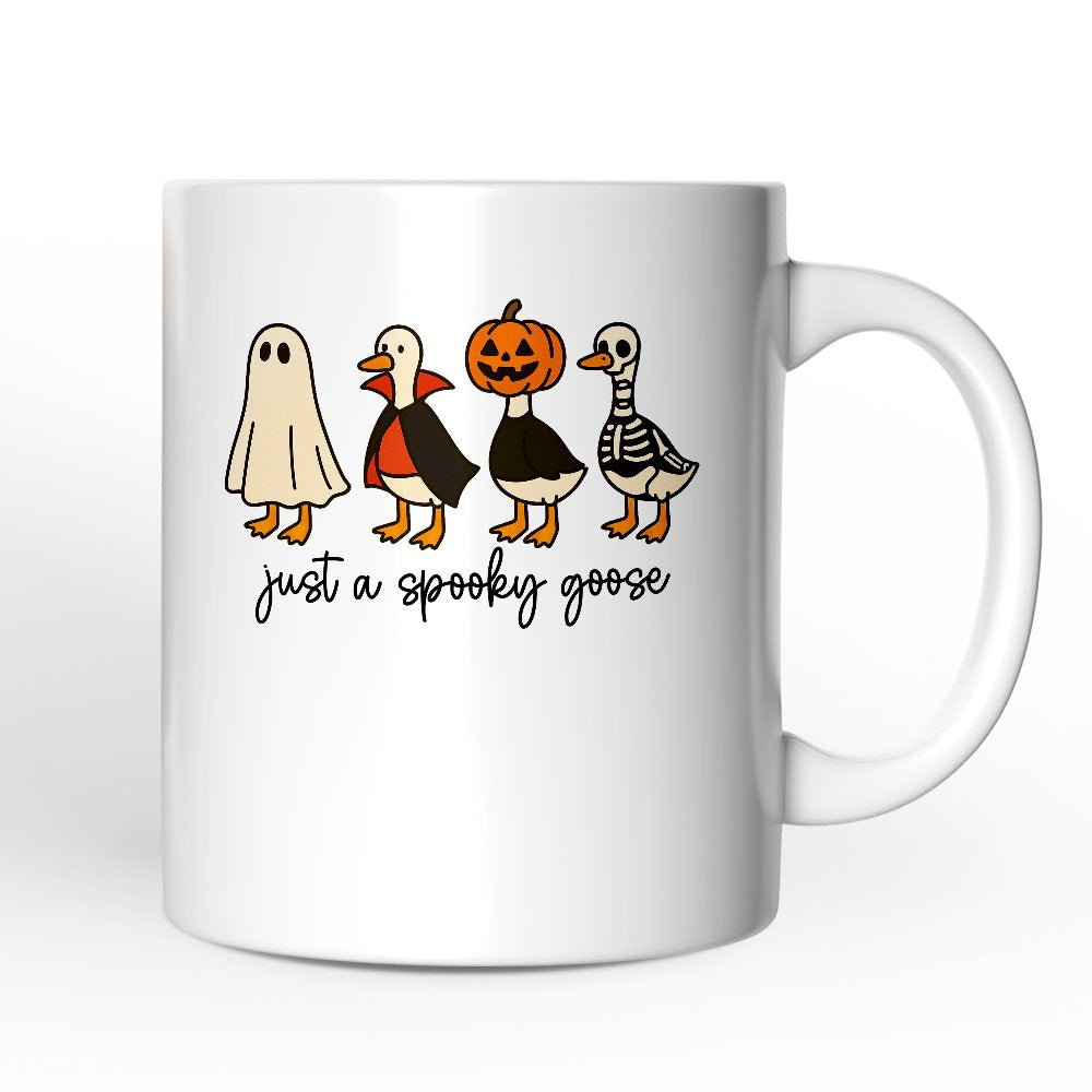Just a Spooky Goose Personalized Mug, Funny Halloween Costumes Gift with Custom Name Personalized Ceramic Mug OrnamentallyYou White Non-Custom 