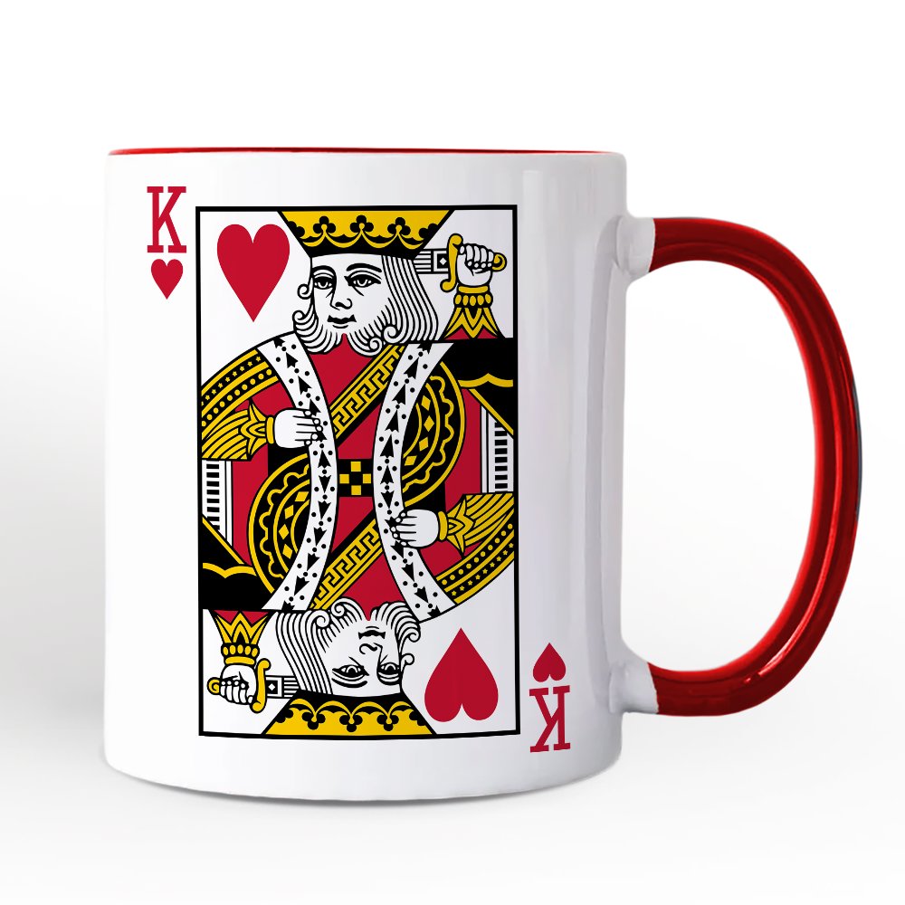 King of Hearts Card Personalized Mug, Classic Retro Love Valentine Gift with Custom Name Personalized Ceramic Mug OrnamentallyYou White - Red Non-Custom 