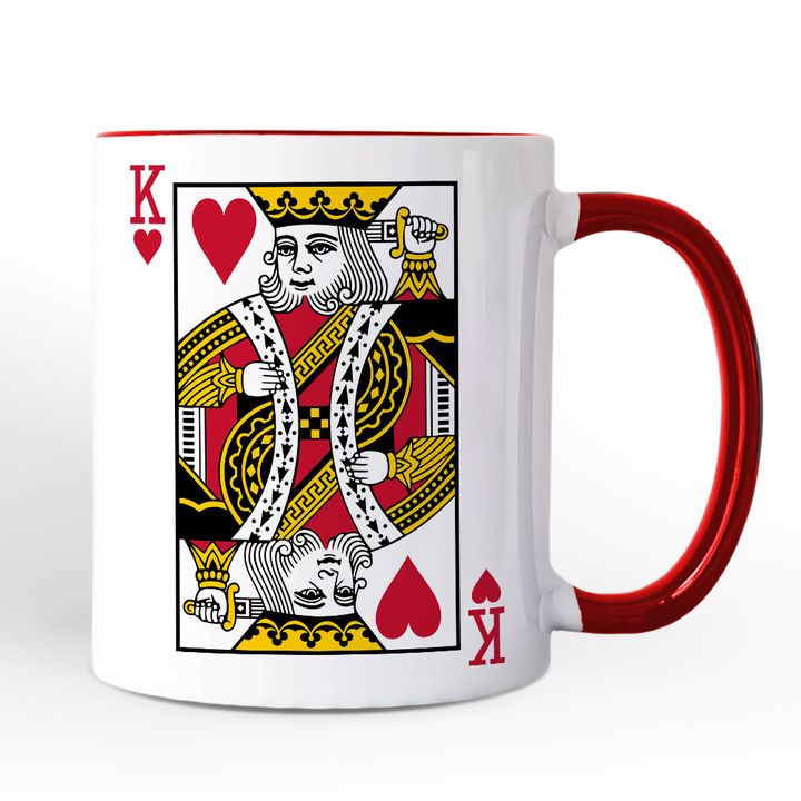King of Hearts Card Personalized Mug, Classic Retro Love Valentine Gift with Custom Name