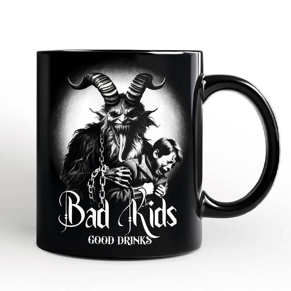 Krampus Spooky Portrait Personalized Mug Horror Villain Theme Halloween Gift with Custom Name Personalized Ceramic Mug OrnamentallyYou Black Non-Custom 