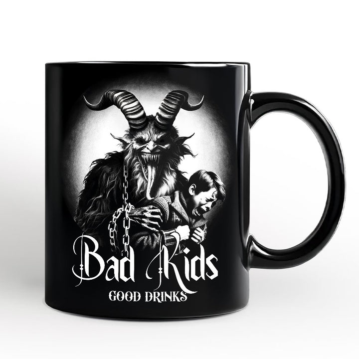 Krampus Spooky Portrait Personalized Mug Horror Villain Theme Halloween Gift with Custom Name Personalized Ceramic Mug OrnamentallyYou Black Non-Custom 