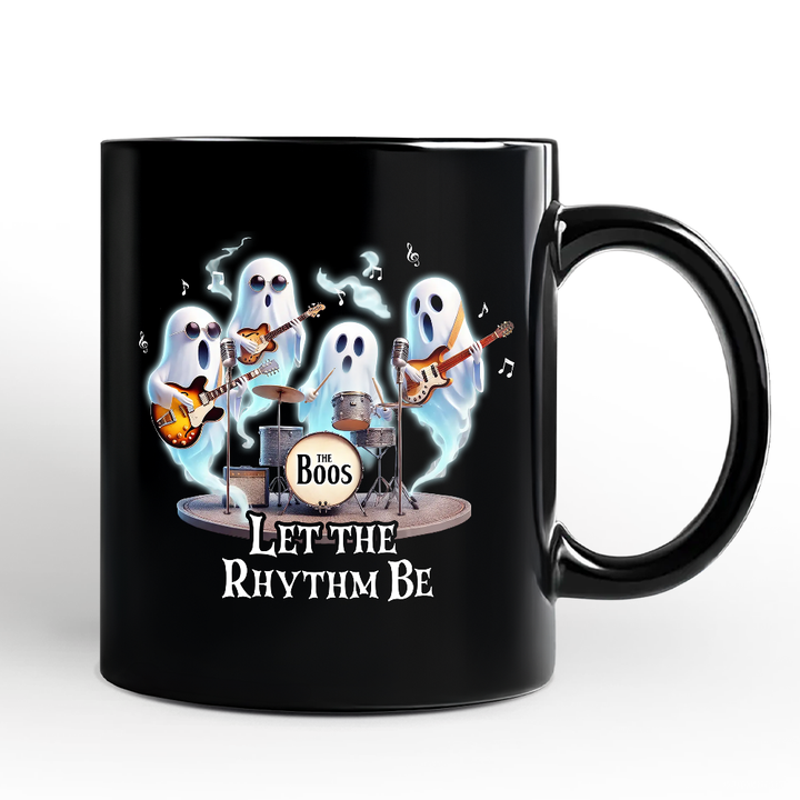 Let the Rhythm Be Ghost Band Personalized Mug, Whimsical Rock Music Gift with Custom Name